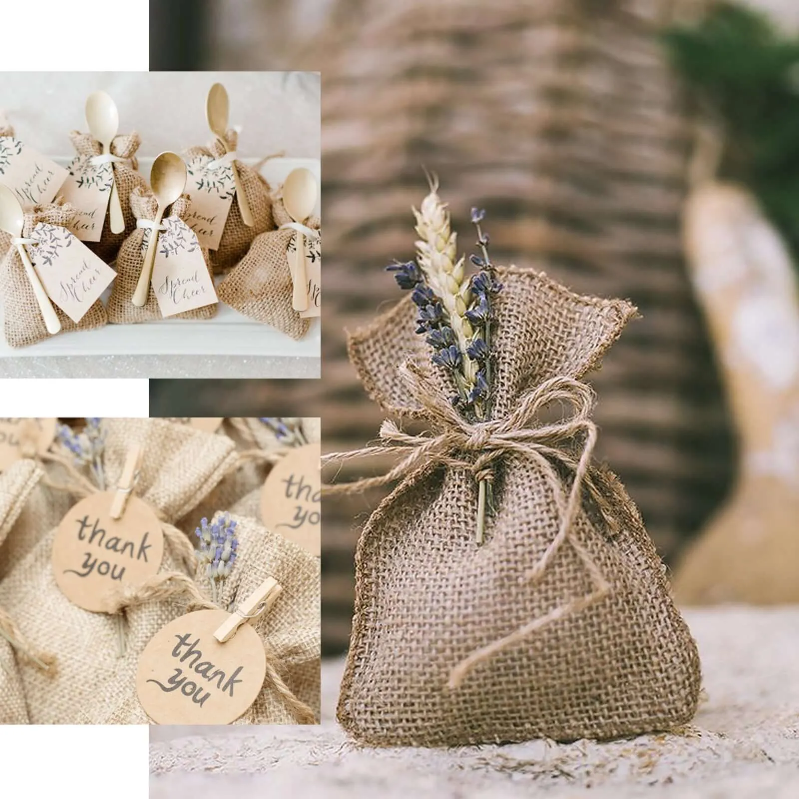 10 Pack 4" Natural Jute Mini Burlap Sack Wedding Party Favor Bags