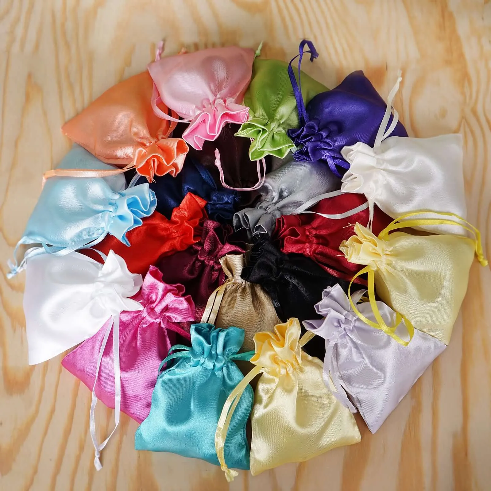 100 Pack Personalized Satin Drawstring Wedding Favor Bags 3"x4"