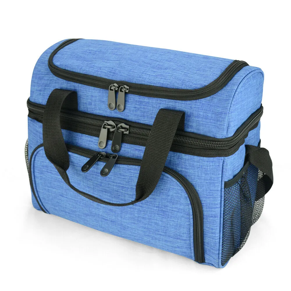 19L Dual Compartment Insulated Lunch Bag Cooler Bag - Blue