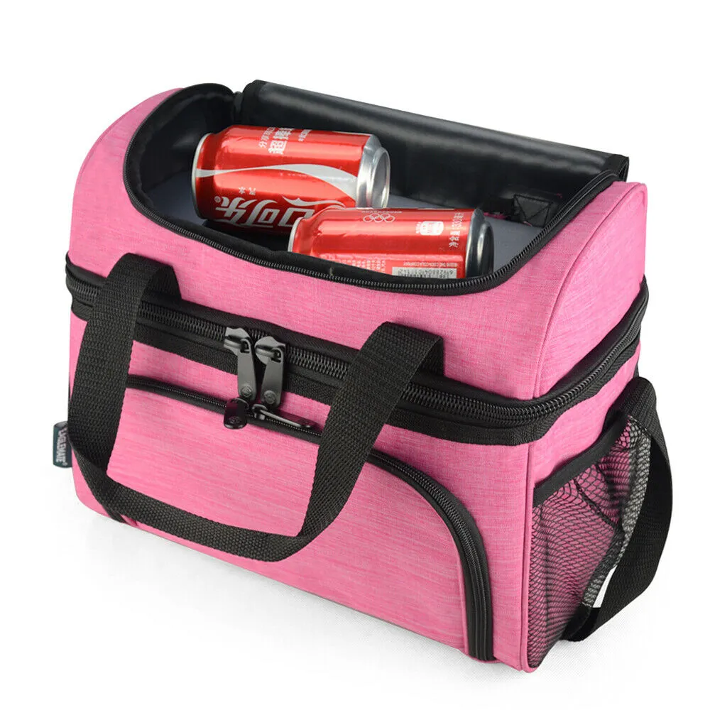 19L Dual Compartment Insulated Lunch Bag Cooler Bag - Pink