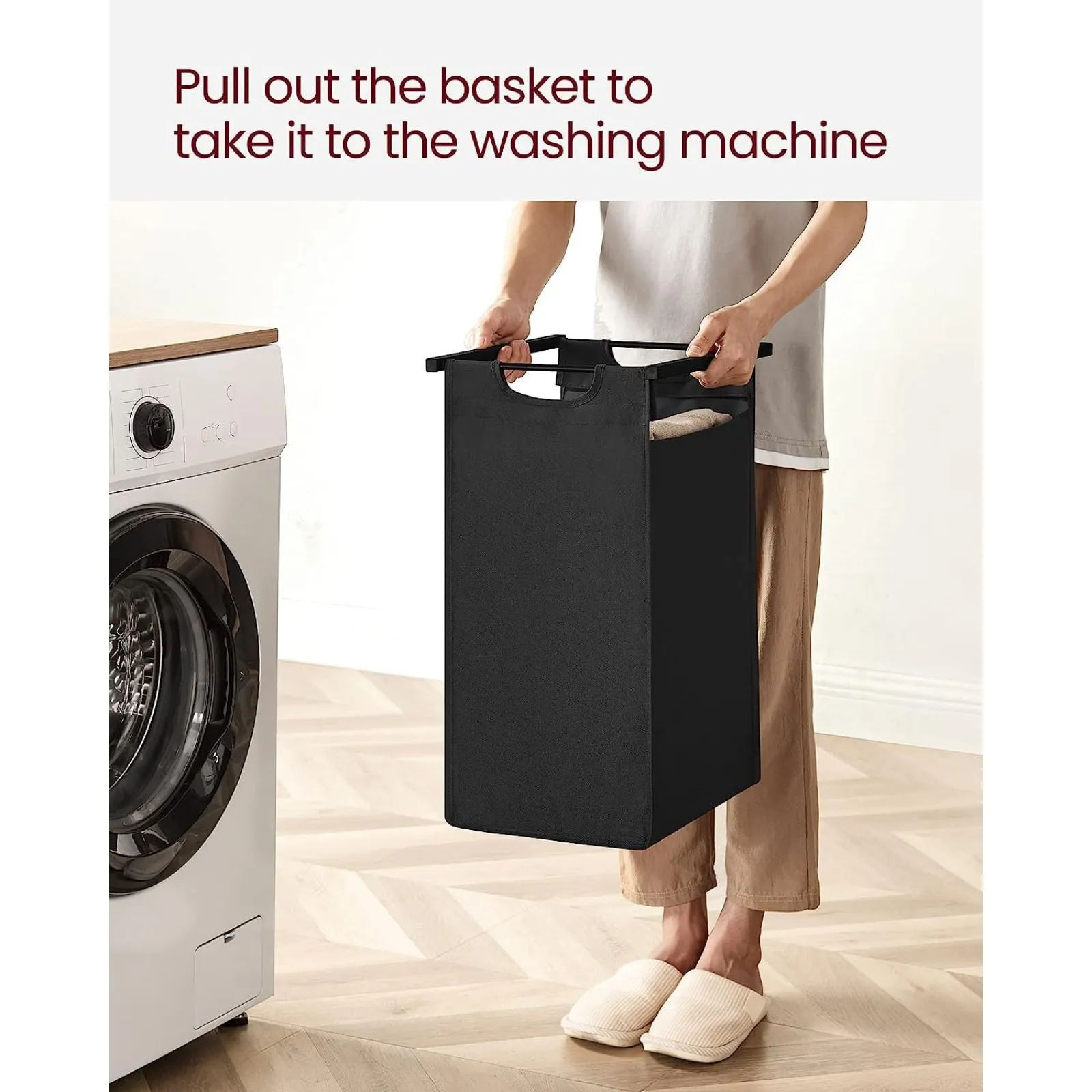 2-Compartment Laundry Basket with Shelf & Liners VASAGLE