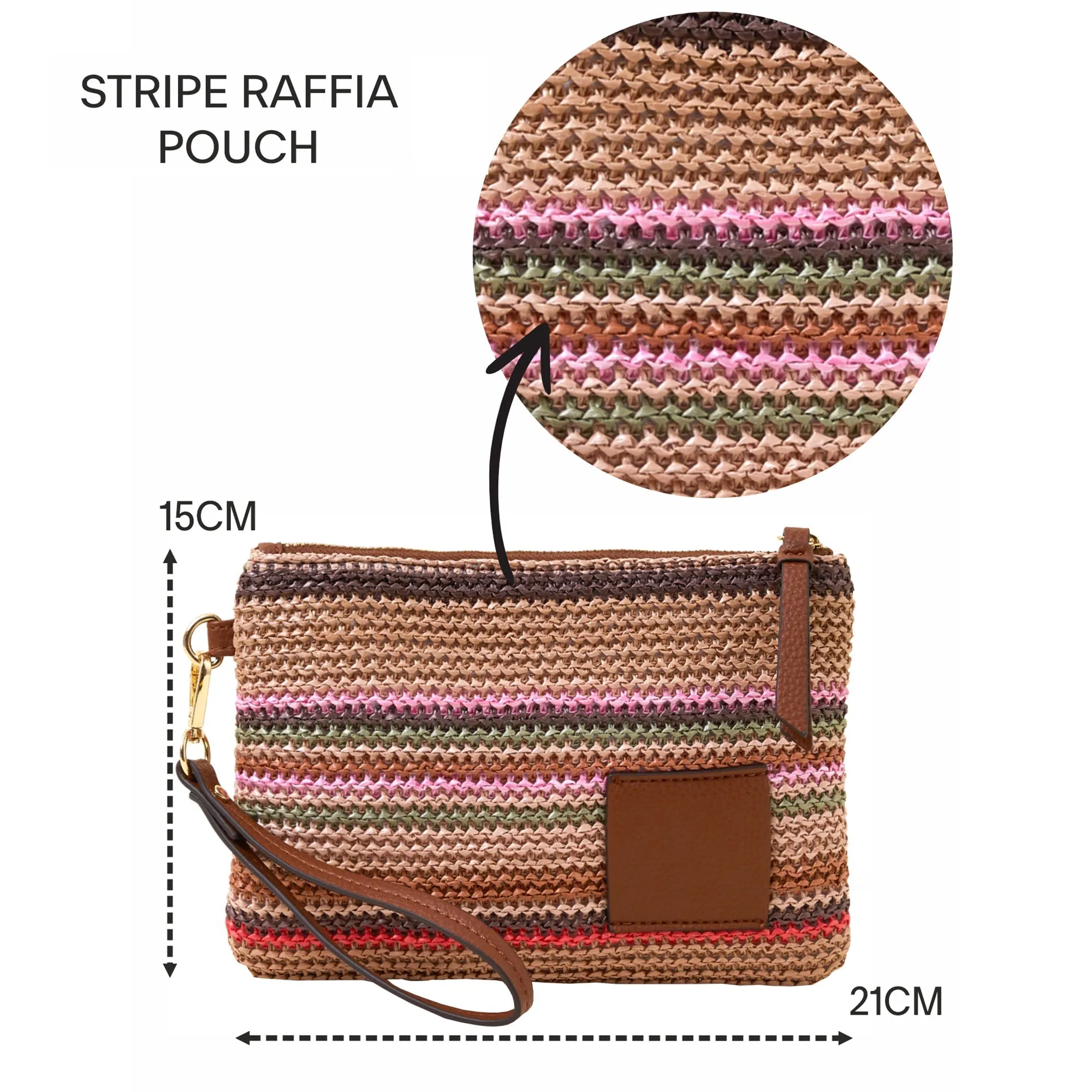 Accessorize London Women's Multi Stripe Raffia Pouch