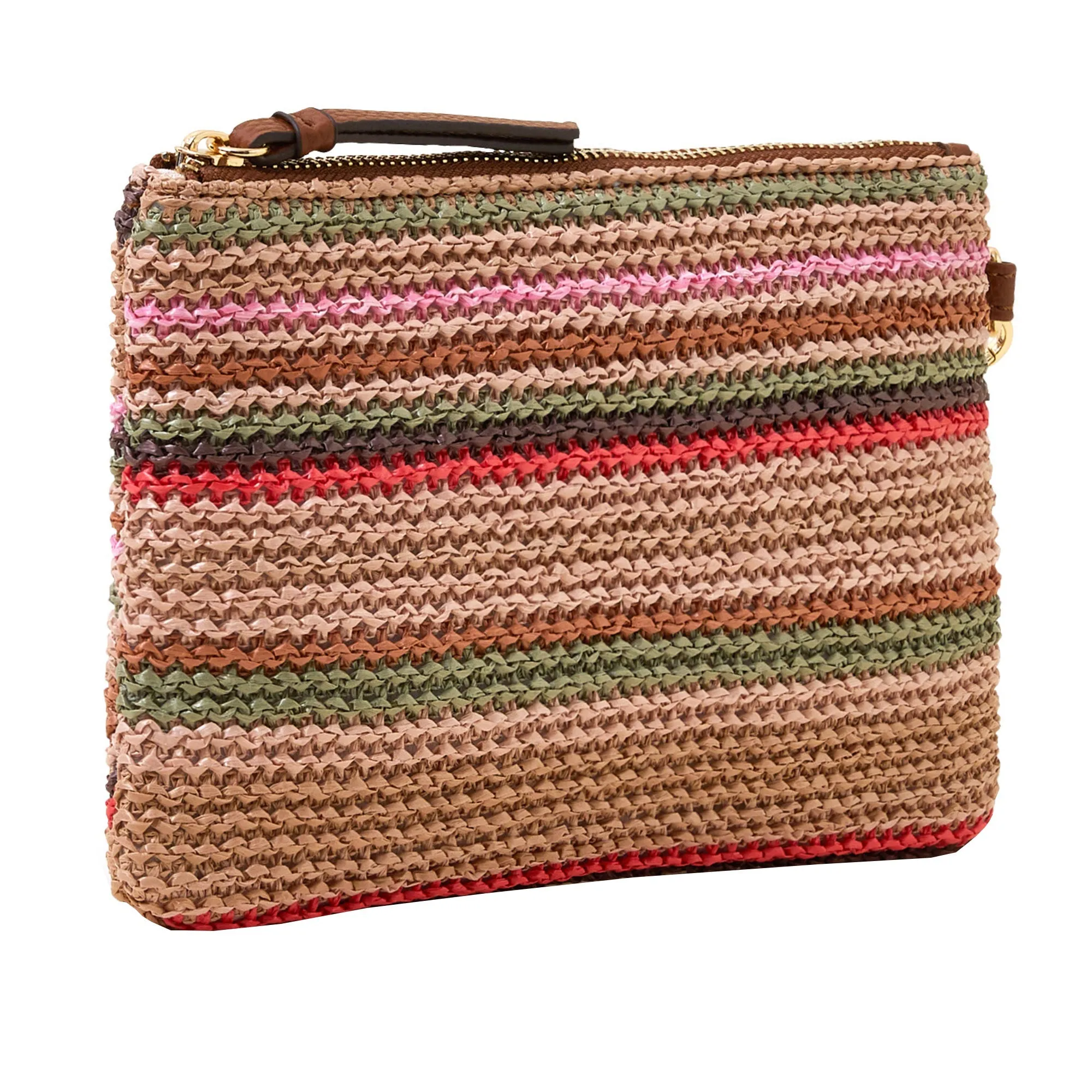 Accessorize London Women's Multi Stripe Raffia Pouch