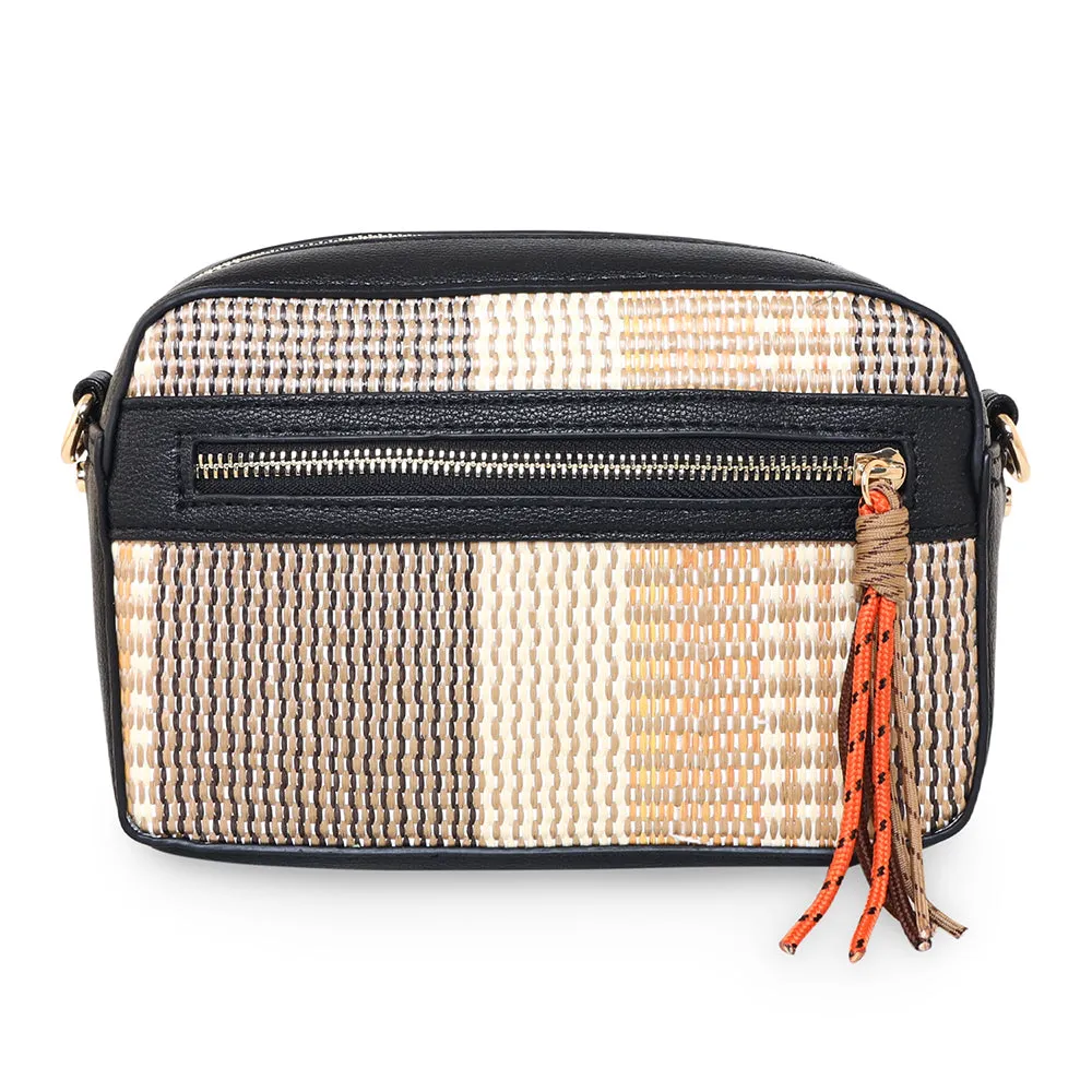 Accessorize London Women's Raffia Stripe Camera Sling Bag