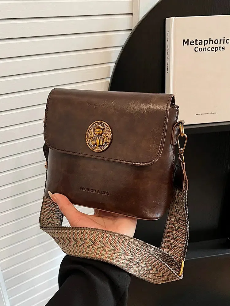 Adjustable Strap Square Leather Bag