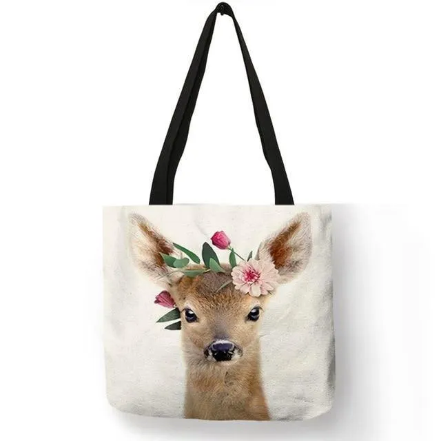 Baby Animals Canvas Tote Bag Collection