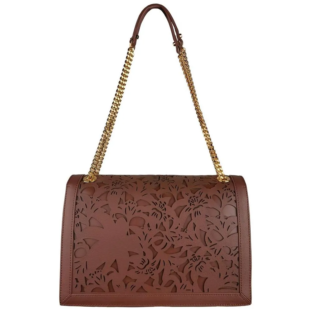 Baldinini Trend Elegant Floral Leather Shoulder Bag