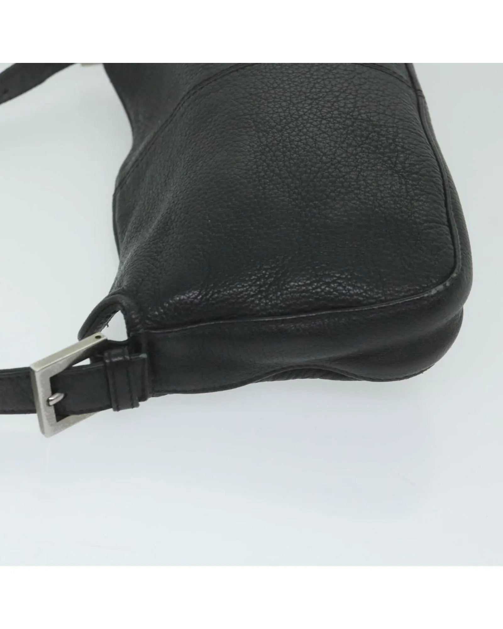 Black Leather Chain Shoulder Bag by Italian Designer