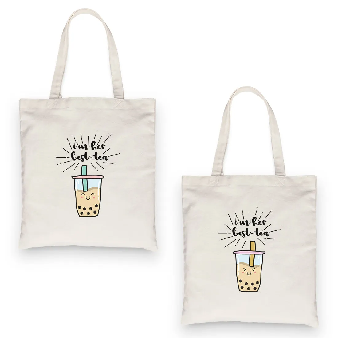 Boba Milk Best-Tea Funny BFF Matching Canvas Bags Gift For Sisters