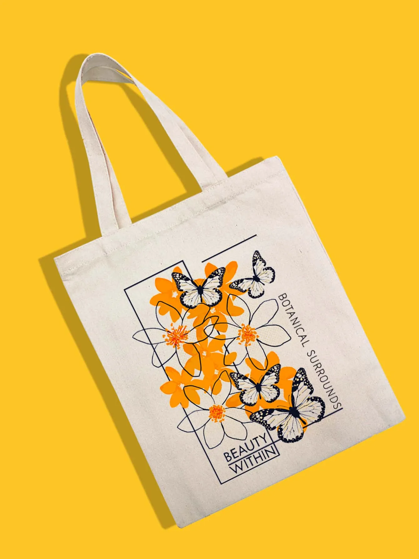 Butterfly & Floral Graphic Shopper Bag