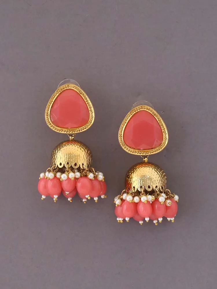 Coral Mini Shesha Jhumkis