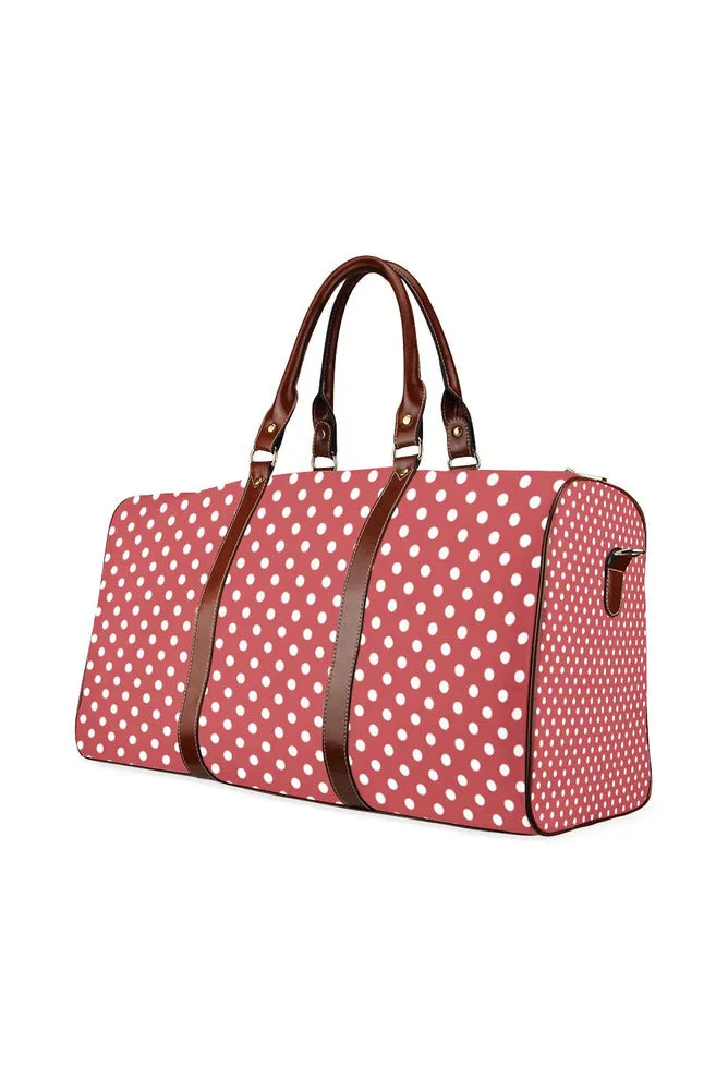 coral orange polka dots Waterproof Travel Bag/Large (Model 1639)