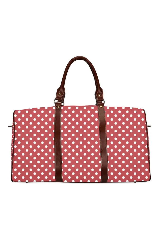 coral orange polka dots Waterproof Travel Bag/Large (Model 1639)