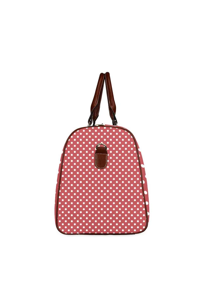 coral orange polka dots Waterproof Travel Bag/Large (Model 1639)