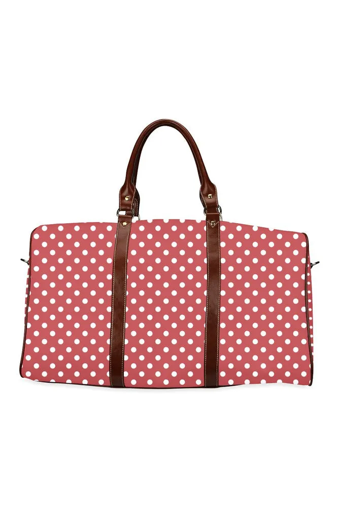 coral orange polka dots Waterproof Travel Bag/Large (Model 1639)