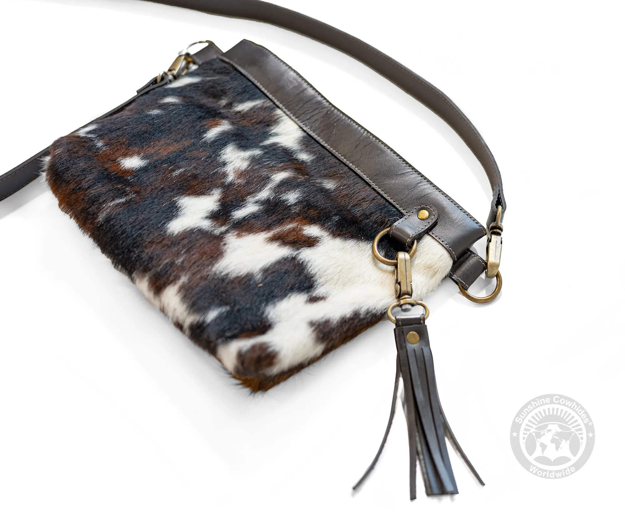 Cowhide Crossbody Purse Tricolor - Handbag