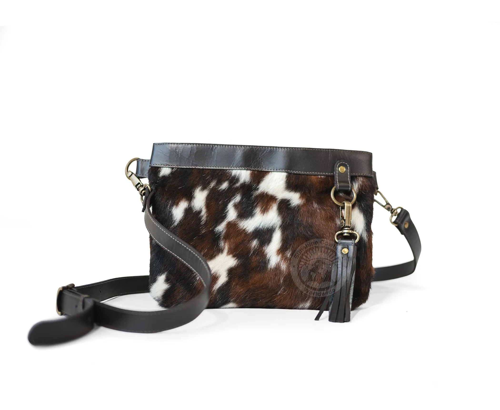 Cowhide Crossbody Purse Tricolor - Handbag