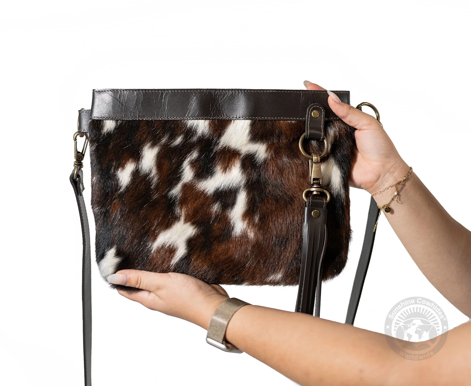 Cowhide Crossbody Purse Tricolor - Handbag