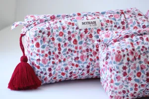 Crimson Garden Floral Travel Cosmetic Bag