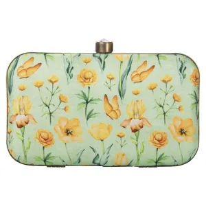 Fancy Green Party Wear Box Clutch Purse with Chain