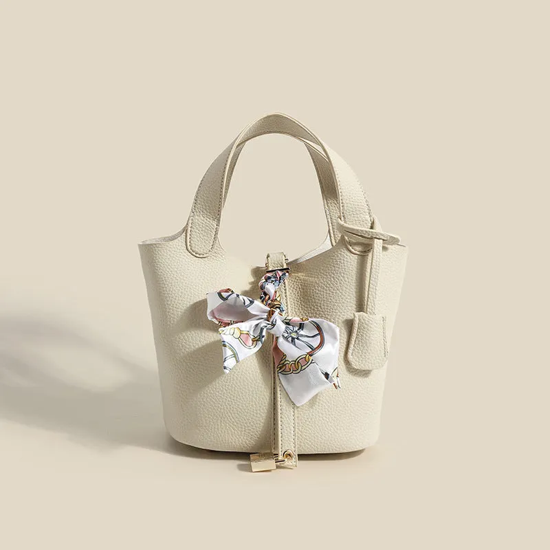 Fashion Portable Bucket Bag Solid Color