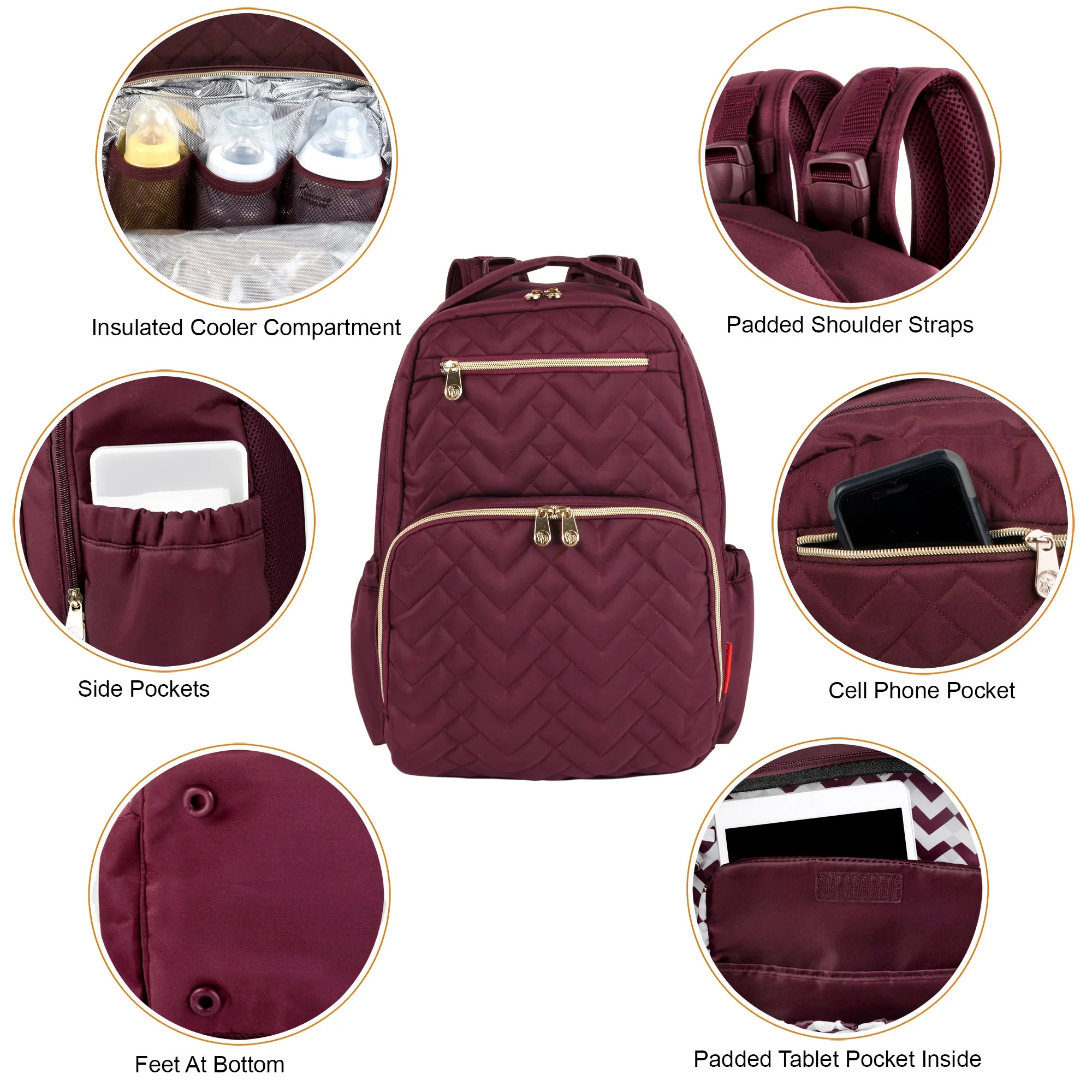 Fisher-Price Signature Morgan Backpack Diaper Bag - Burgundy