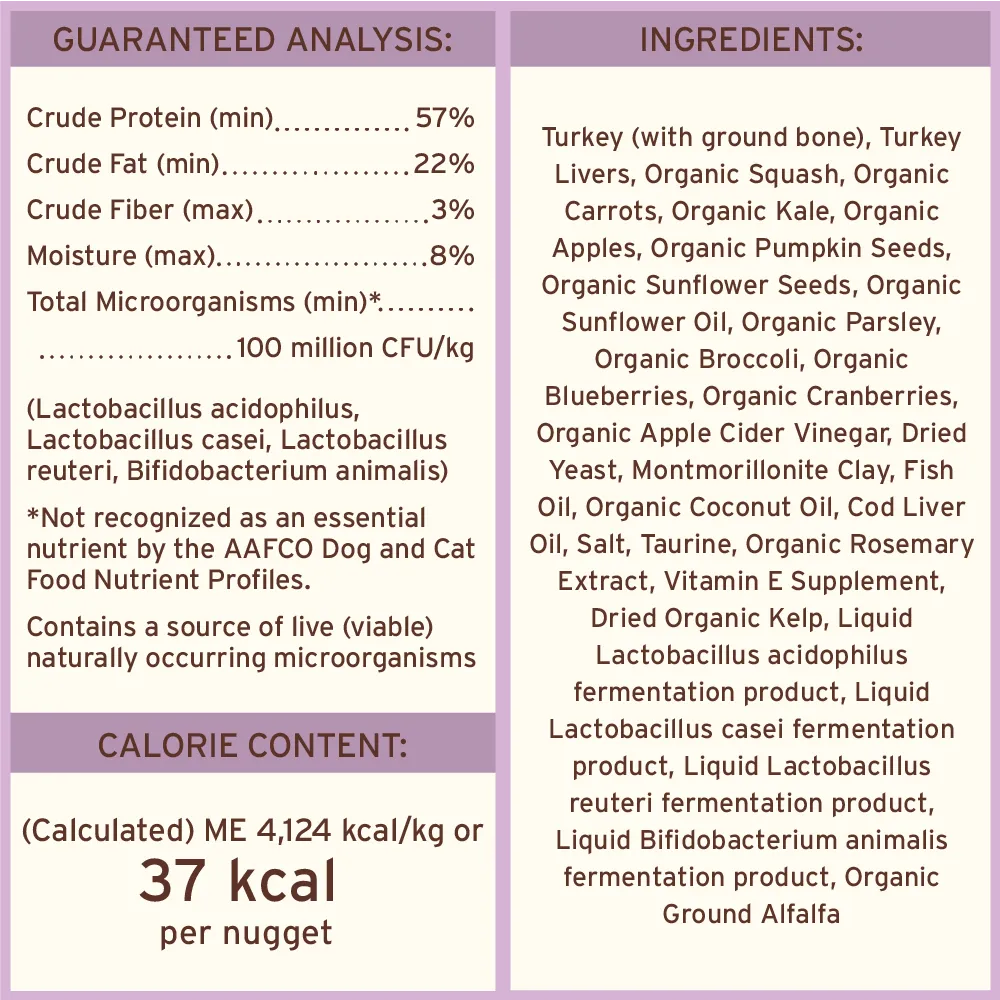 Freeze-Dried Raw Nuggets Cat Food <br> Turkey Recipe