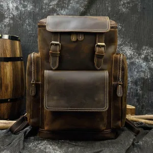 Genuine Burnished Leather Road-Ready Backpack