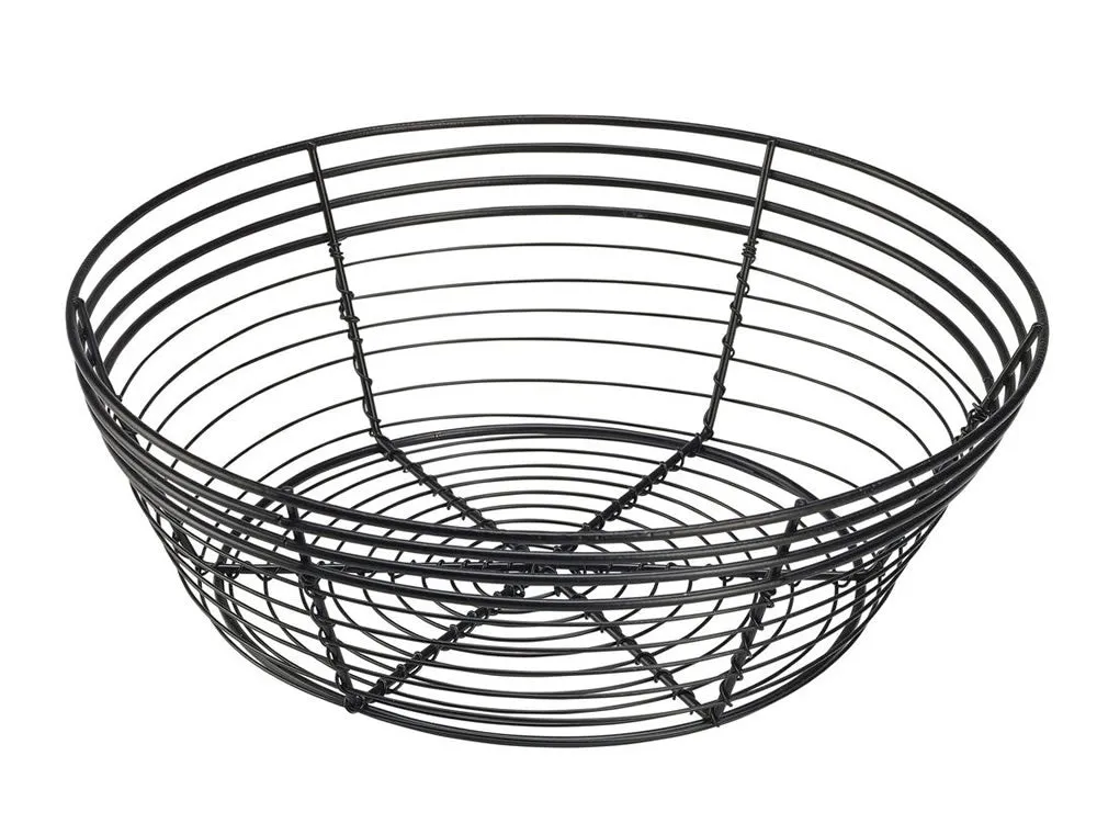 Genware WB25BK Wire Basket, Round 25.5 x 8cm - Pack of 6