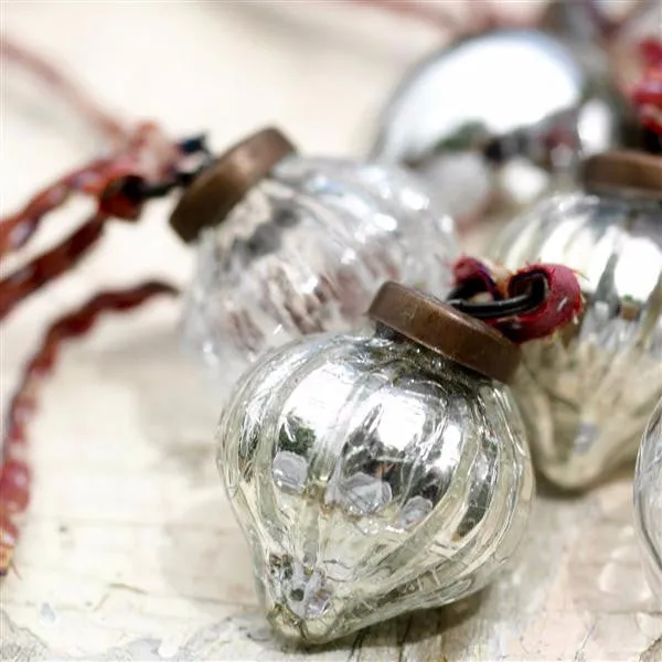 Glass Dew Drop Baubles - Antique Silver & Clear