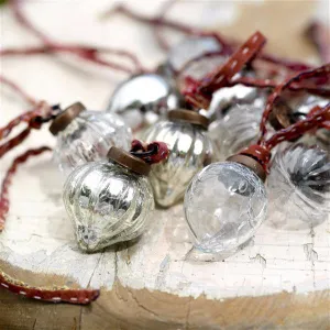 Glass Dew Drop Baubles - Antique Silver & Clear