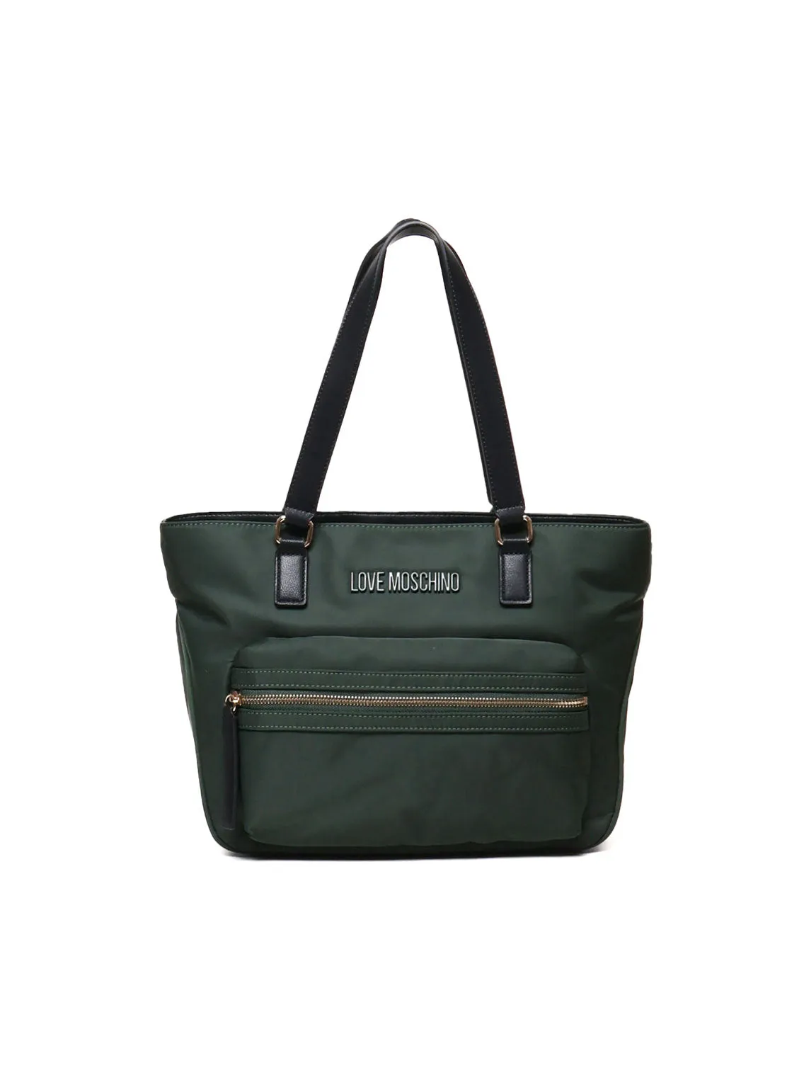 Green Nylon Tote Bag with Zipper