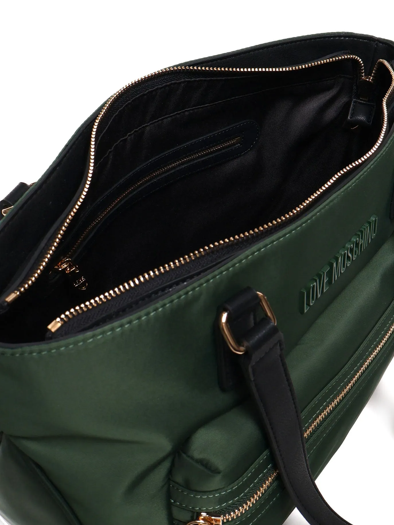 Green Nylon Tote Bag with Zipper