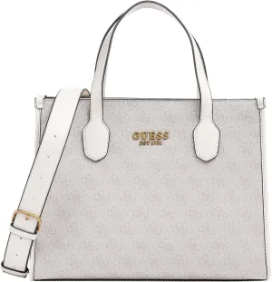 Guess Silvanna Tote Bag In White Beige For Women