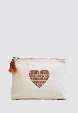 Hand Screen Printed Cotton Canvas Pouch | Love