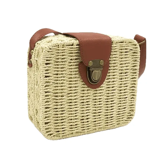 Hand-Woven Candy Color Women Straw Bag