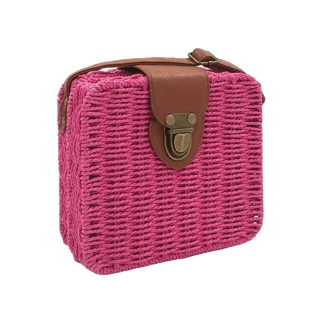 Hand-Woven Candy Color Women Straw Bag