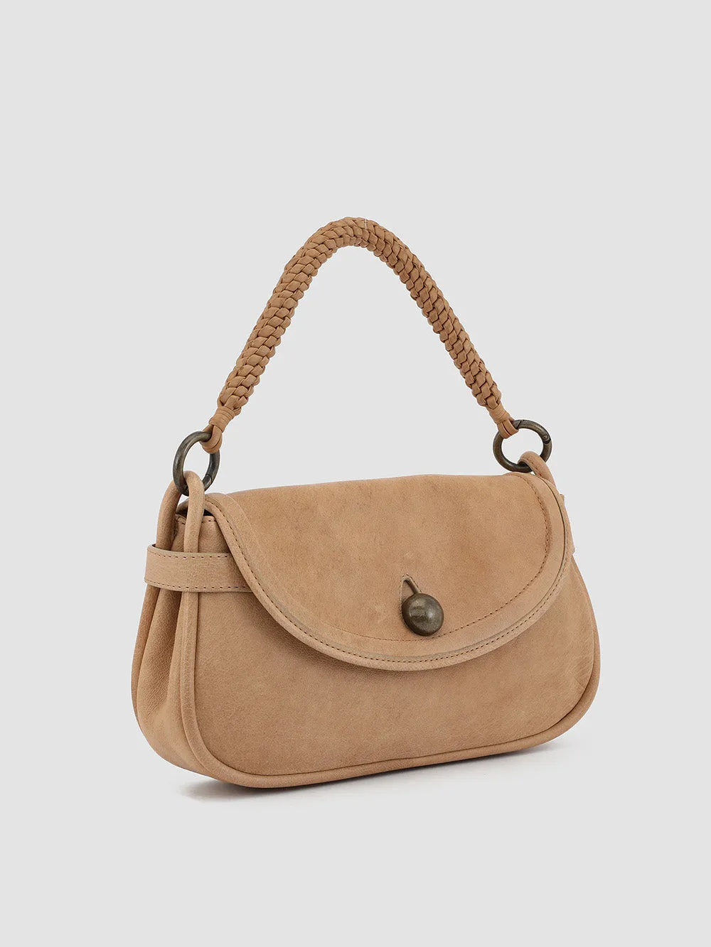 HOLES WOVEN 03 - Taupe Leather Handle Bag