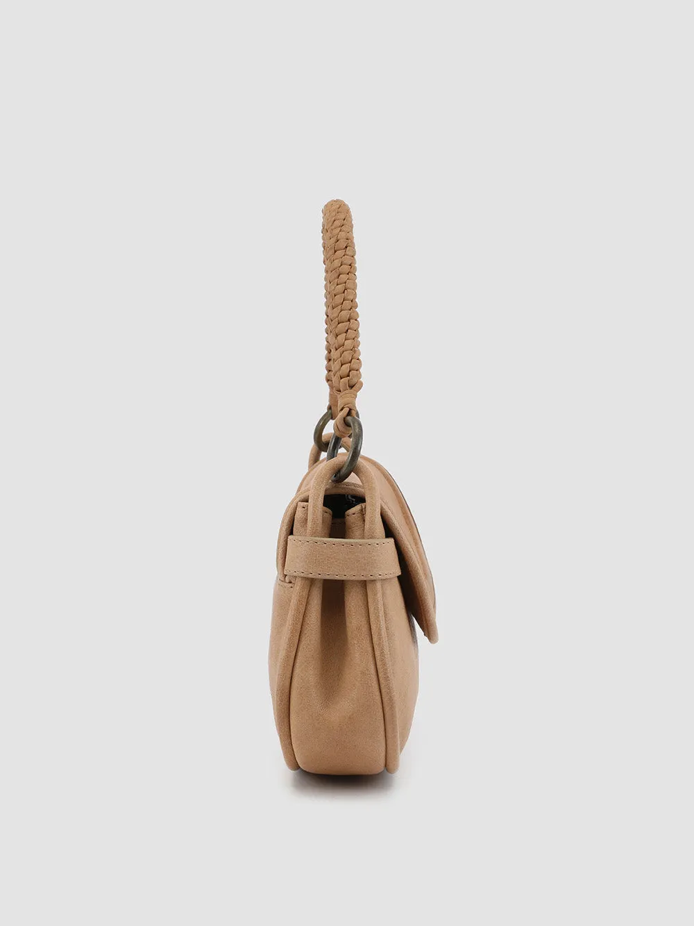 HOLES WOVEN 03 - Taupe Leather Handle Bag