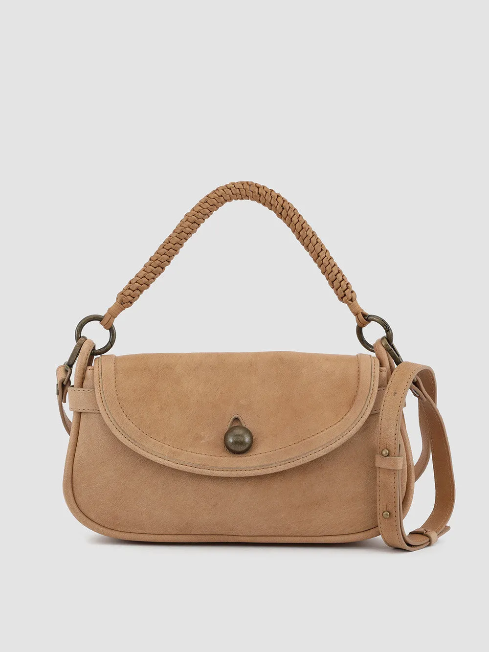 HOLES WOVEN 03 - Taupe Leather Handle Bag