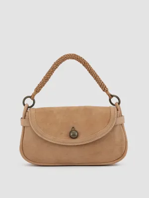 HOLES WOVEN 03 - Taupe Leather Handle Bag