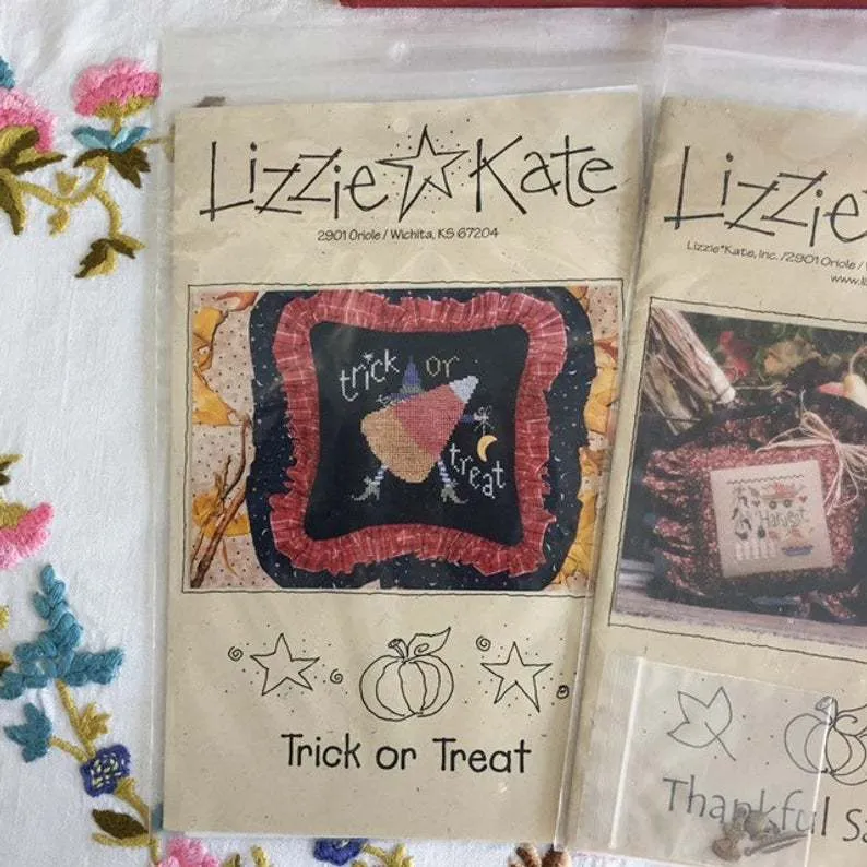 Holiday 2 Cross Stitch Charts Halloween Thanksgiving LizzieKate Thankful Sampler