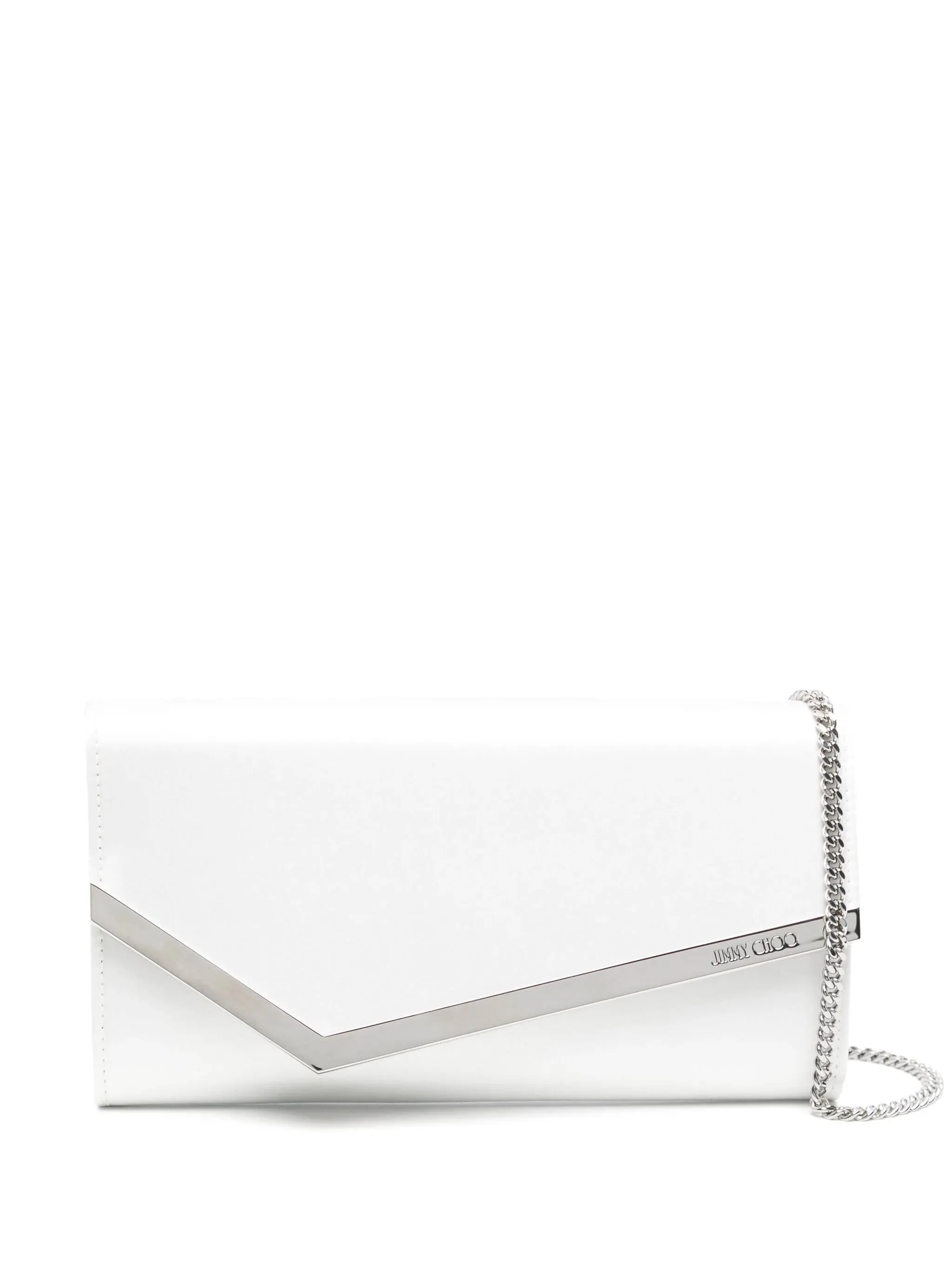 Ivory Satin Envelope Bag with Chain Strap