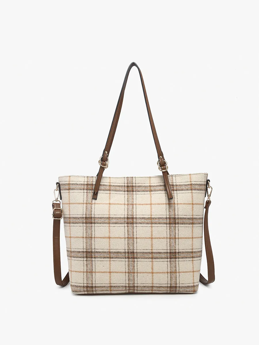 Kingsley Tote Bag - Beige Plaid