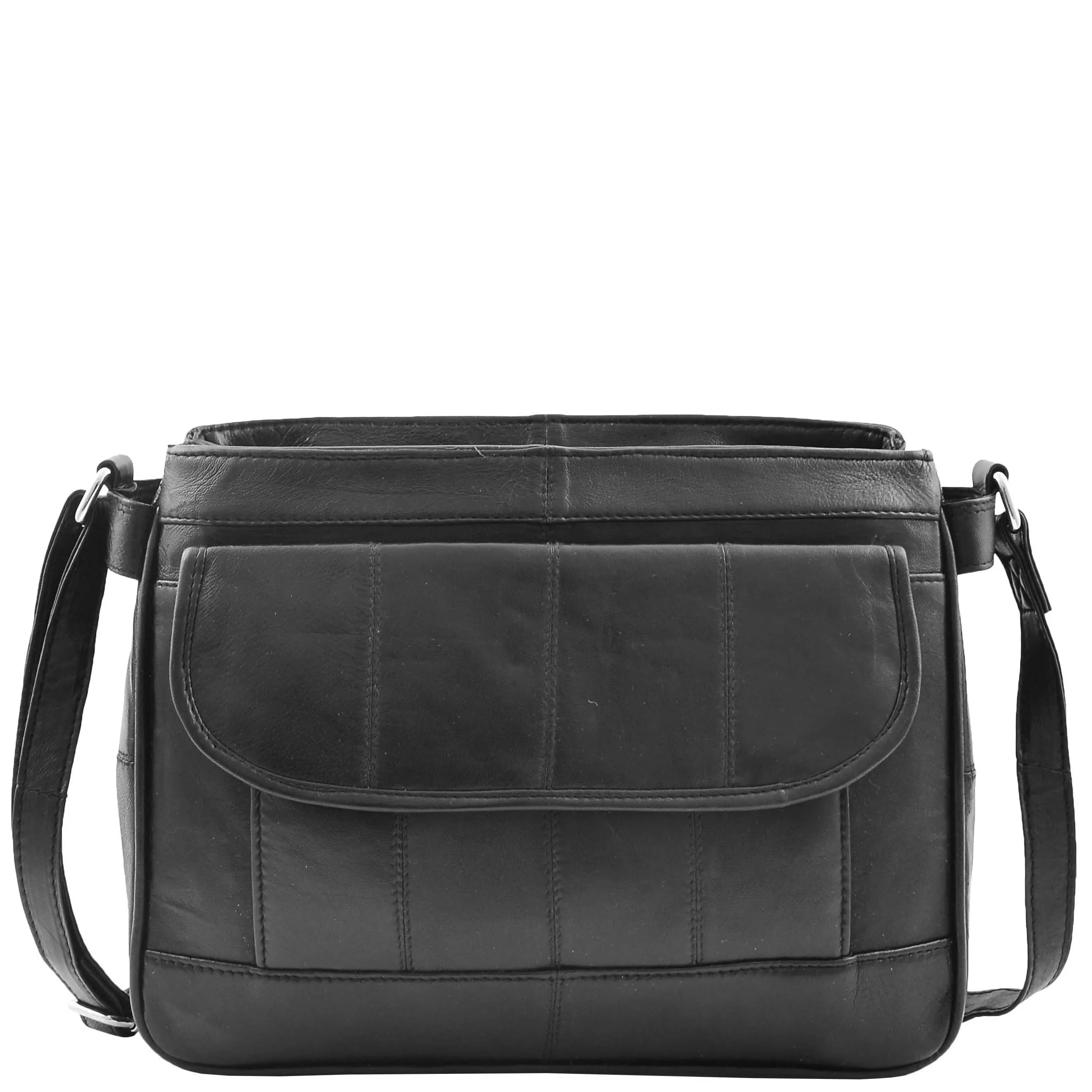 Ladies Soft Black Leather Crossbody Bag Twin Zip Top Casual Organiser Edwina