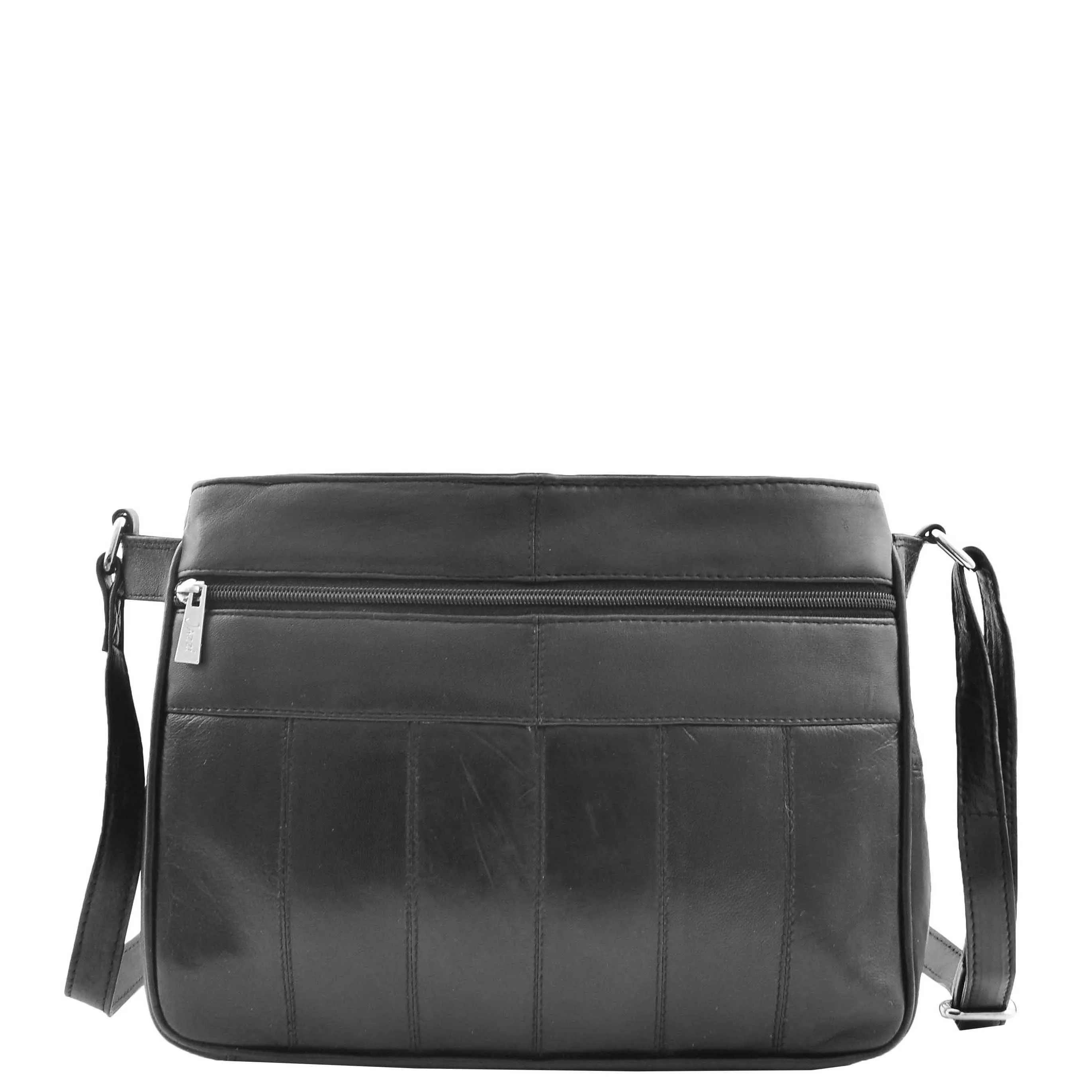 Ladies Soft Black Leather Crossbody Bag Twin Zip Top Casual Organiser Edwina