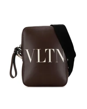 Leather Crossbody Bag with Detachable Strap and Top Zip