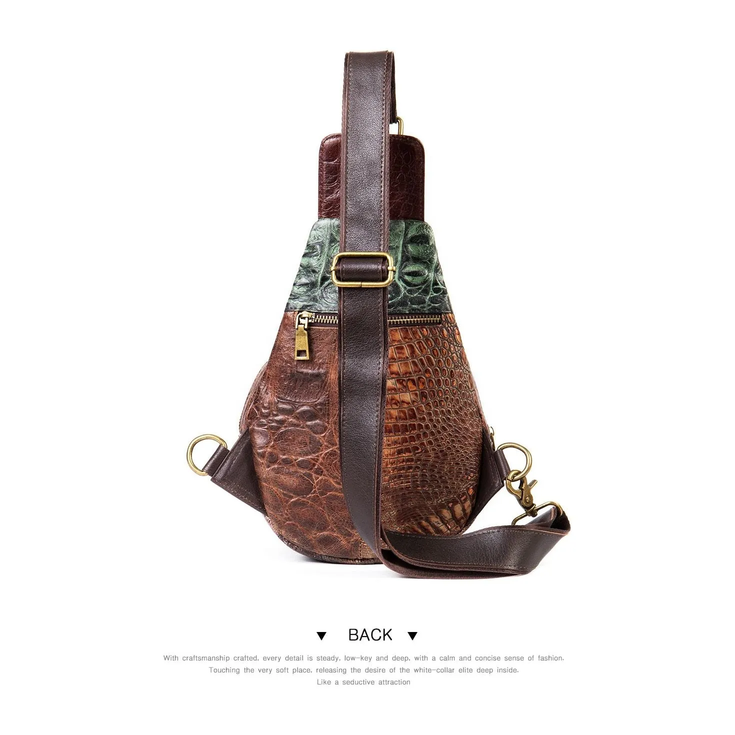 LuxePatch Exotic Leather Stitched Crossbody Tote