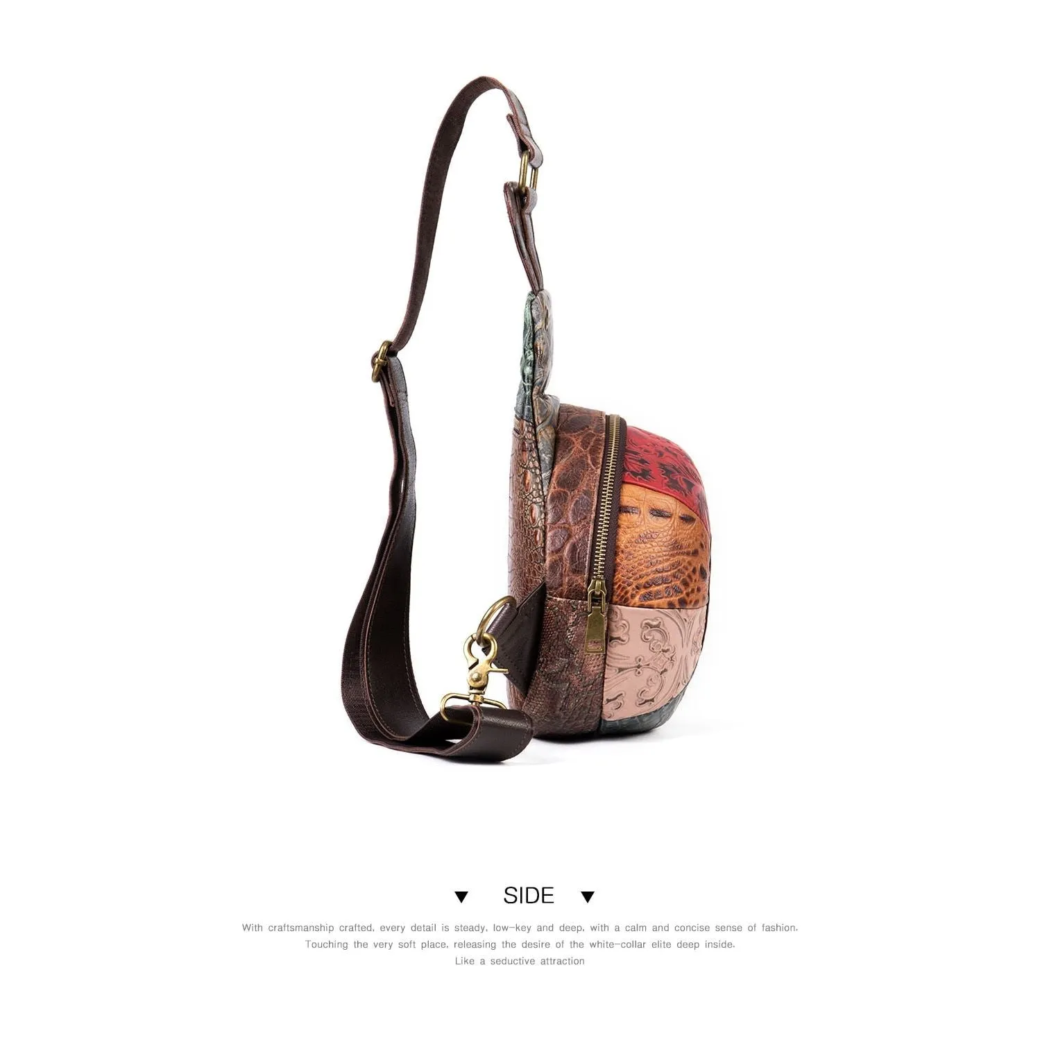 LuxePatch Exotic Leather Stitched Crossbody Tote