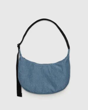 Medium Nylon Crescent Bag- Digital Denim